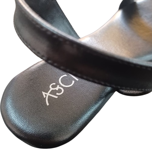 Glitter Sandal- Ladies Black Embellished Wedge Heel Sandal
